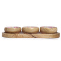 Mango Wood Tray with 3 Bowls, Pretty Floral