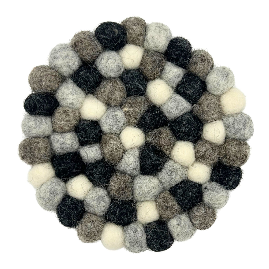 Grey Felt Ball Coasters, Set of 4