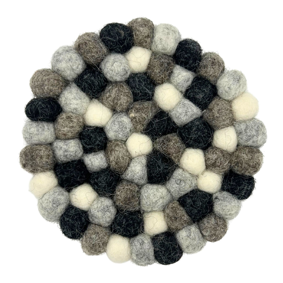 Grey Felt Ball Coasters, Set of 4