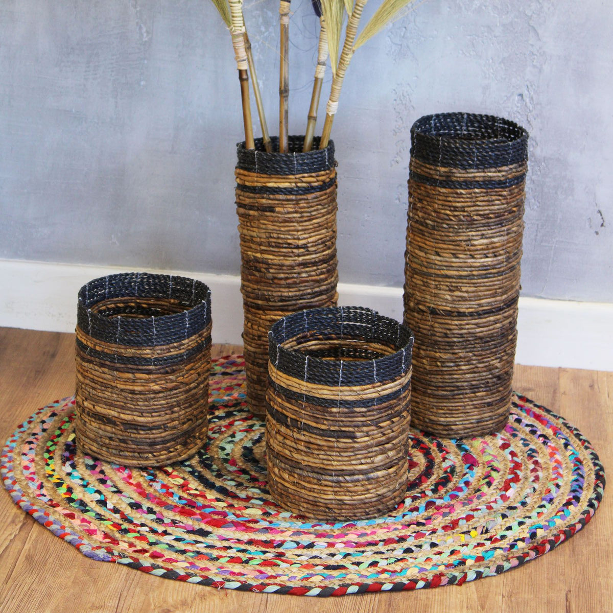 Banana Leaf Vase-Shaped Baskets & Bins, Set of 4