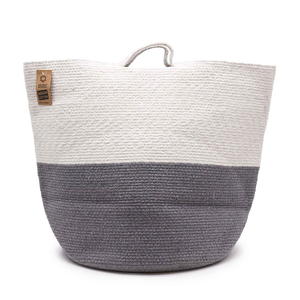 Grey Cotton Rope Laundry Basket, 45 × 40cm