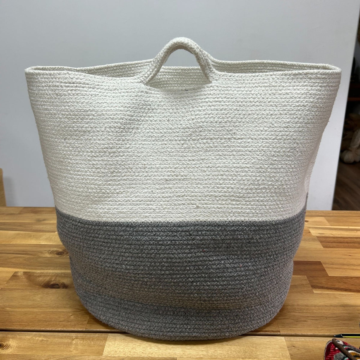 Grey Cotton Rope Laundry Basket, 45 × 40cm