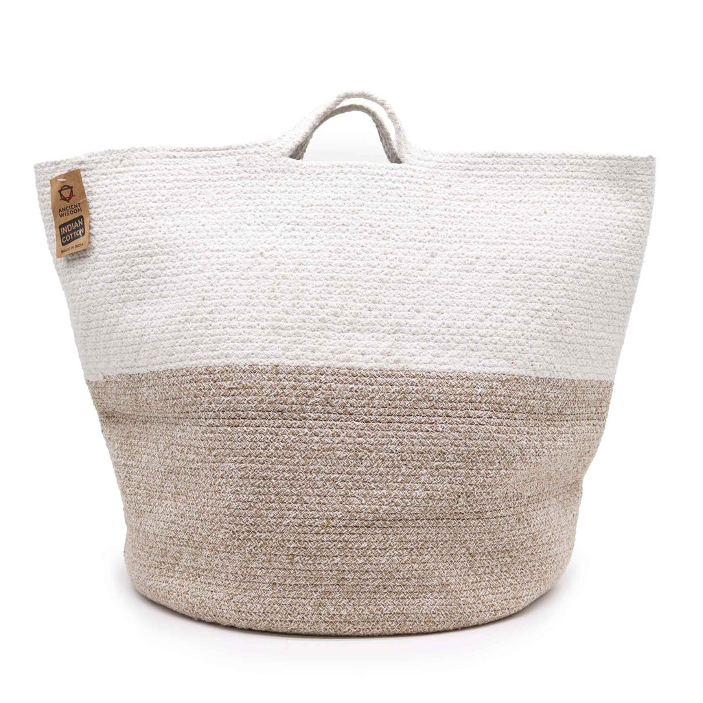 Beige Cotton Rope Laundry Basket, 45 × 40cm