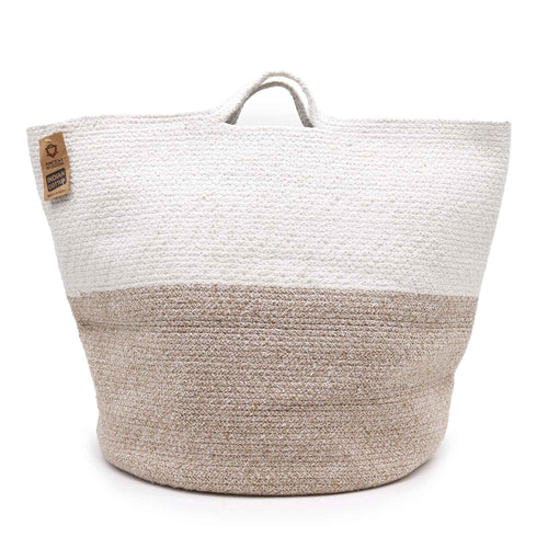 Beige Cotton Rope Laundry Basket, 45 × 40cm