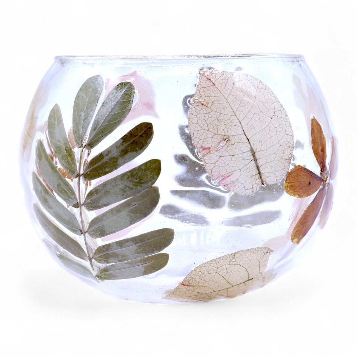 Primavera Floral Glass Bowl Candle Holder, 8cm