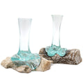 Small Molten Glass Vase on Whitewash Wood