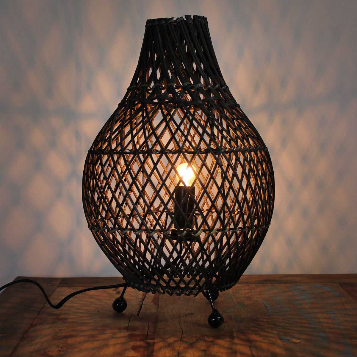 Natural Woven Rattan Table Lamp, 39cm