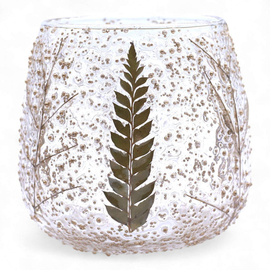 Pino Botanical Glass Candle Holder, 10cm