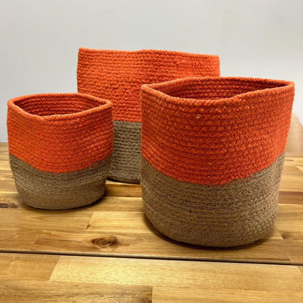 Orange Cotton Rope Baskets, Set of 3