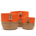 Orange Cotton Rope Baskets, Set of 3