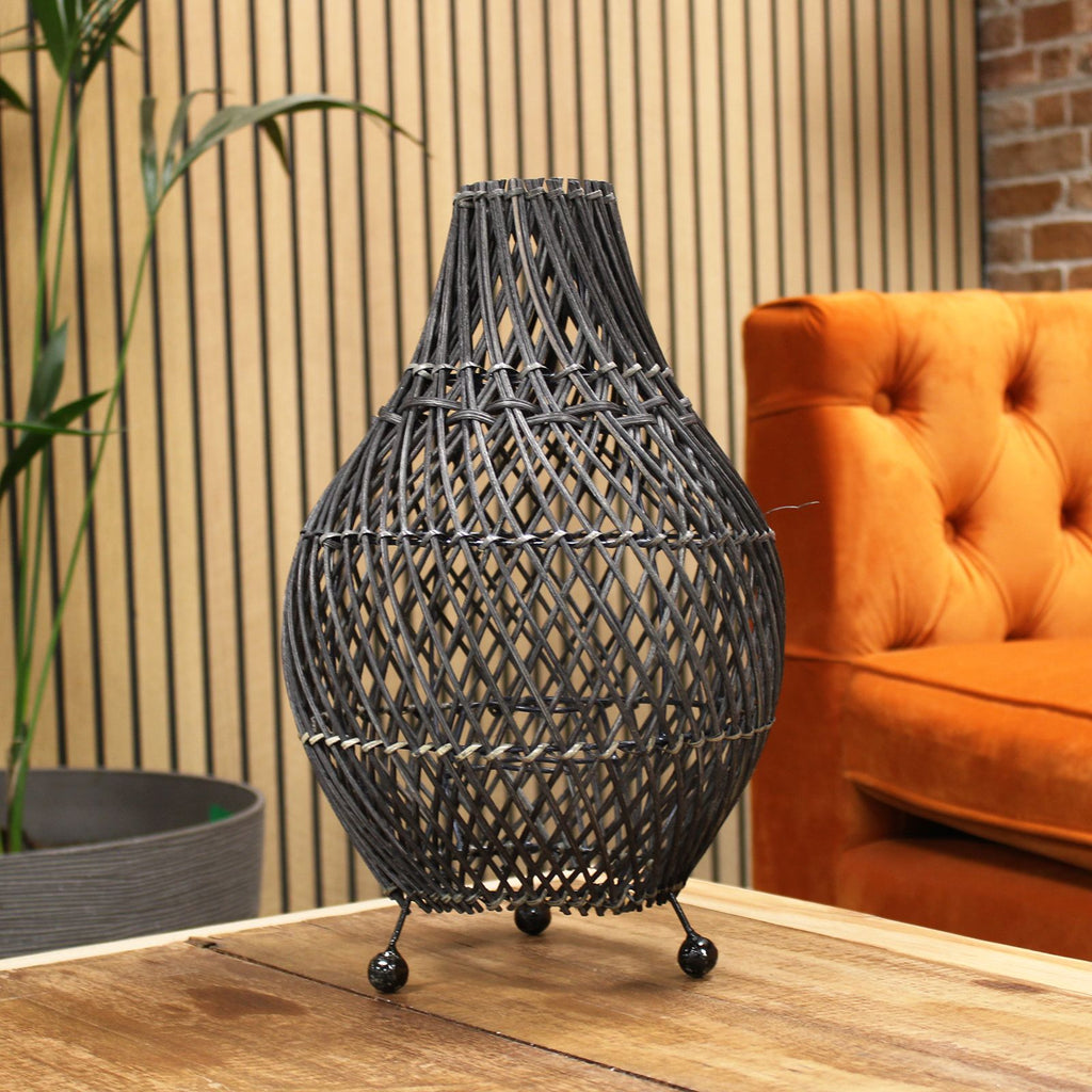 Natural Woven Rattan Table Lamp, 39cm
