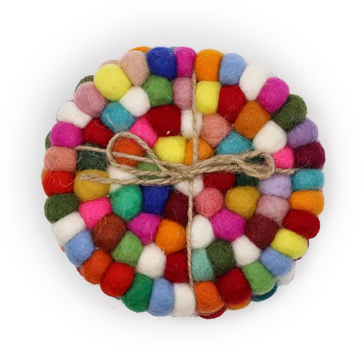 Multicolour Felt Ball Coasters, Set of 4