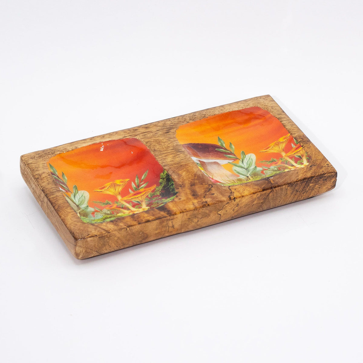 Maroon Mushroom Trinket Tray, Double