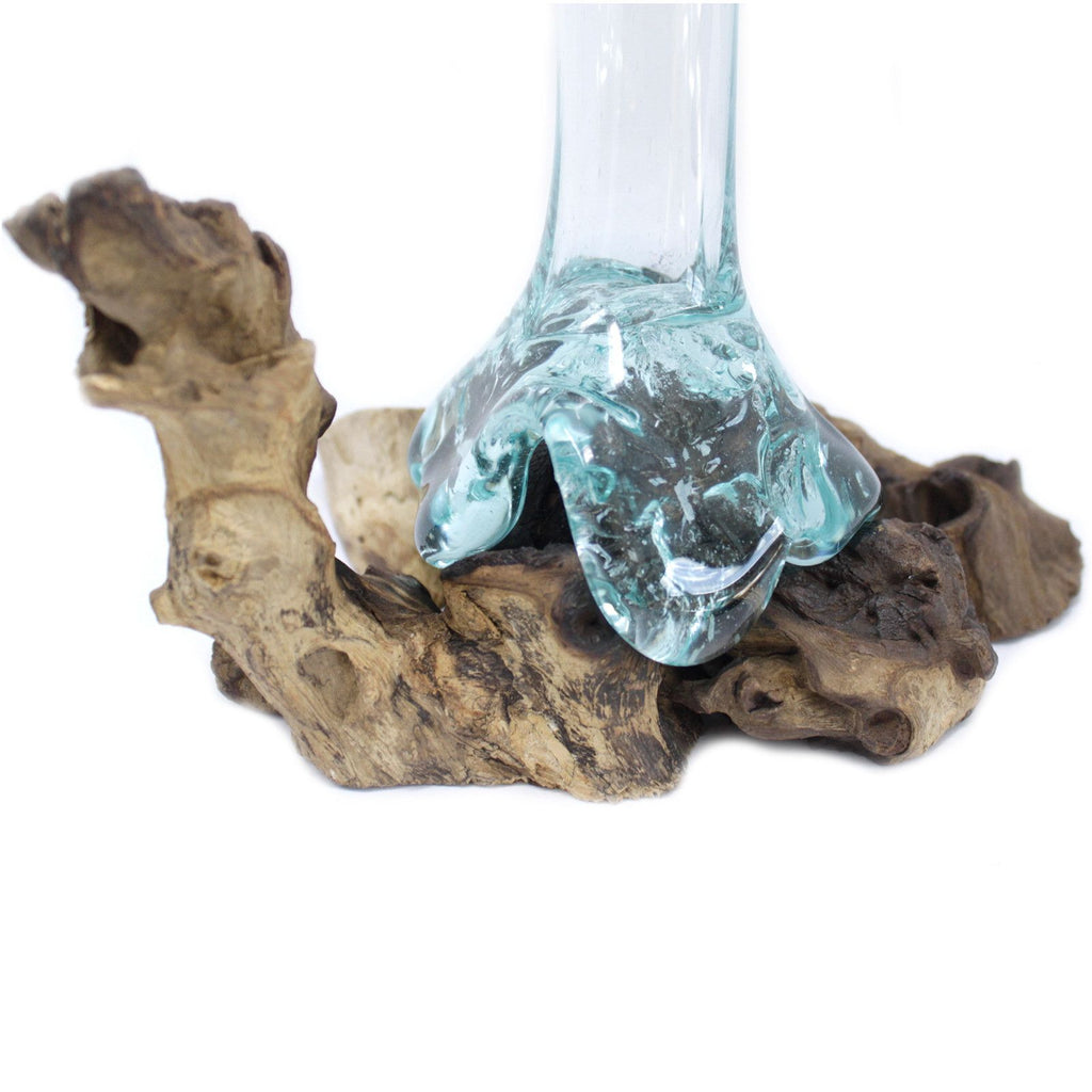 Molten Glass Vase on Natural Wood