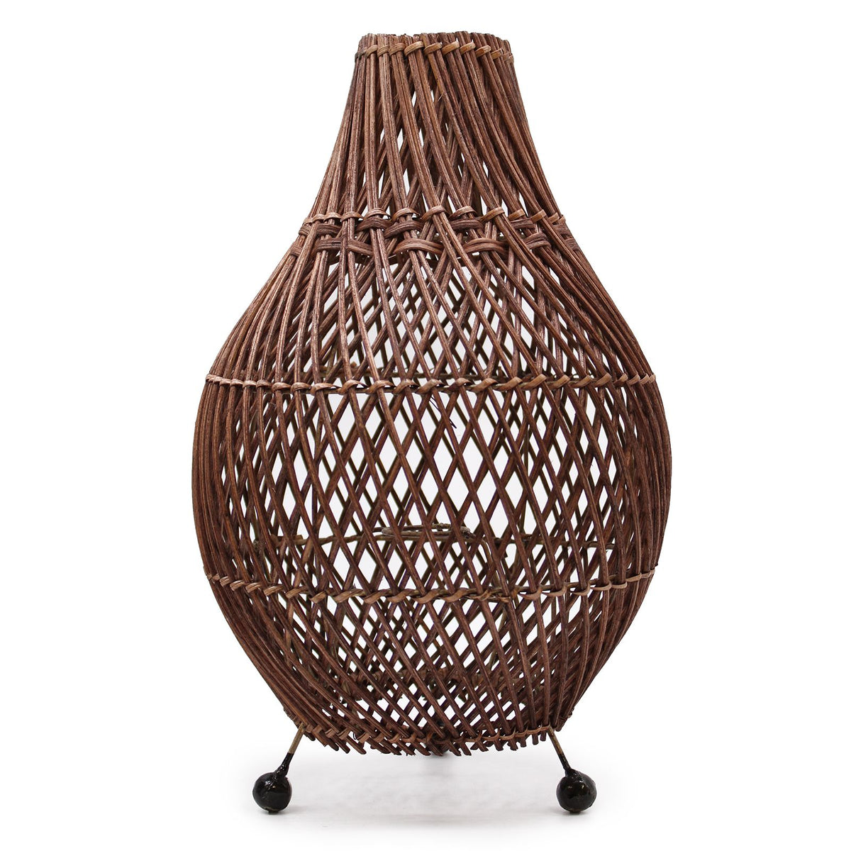 Dark Brown Woven Rattan Table Lamp (39cm) by Nookavela