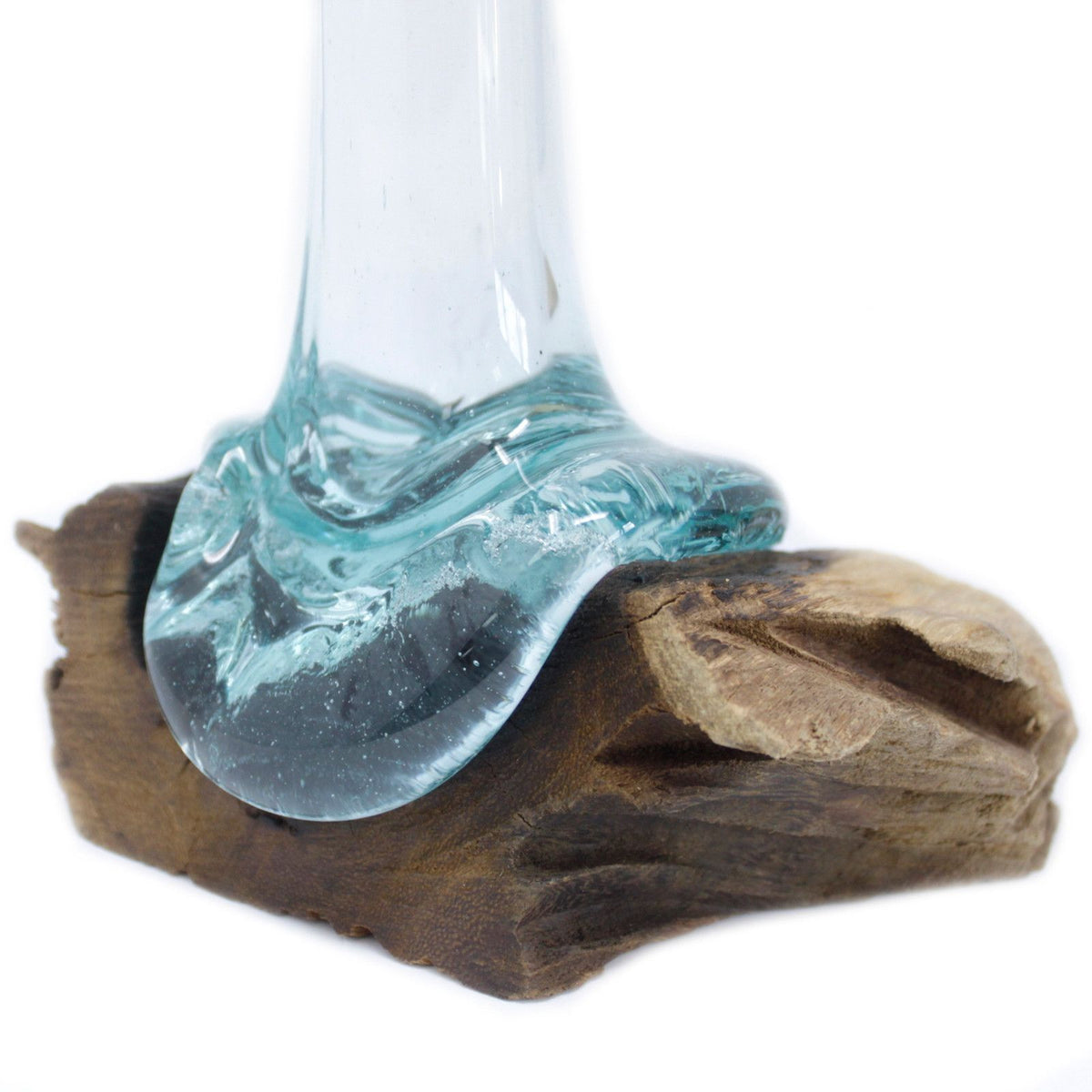Molten Glass Vase on Natural Wood