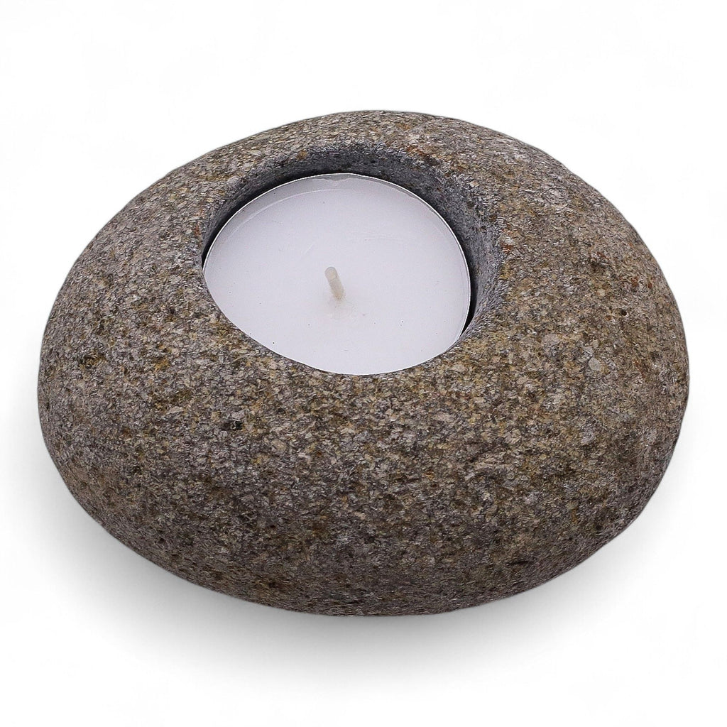 Single Tealight Riverstone Candle Holder by Nookavela