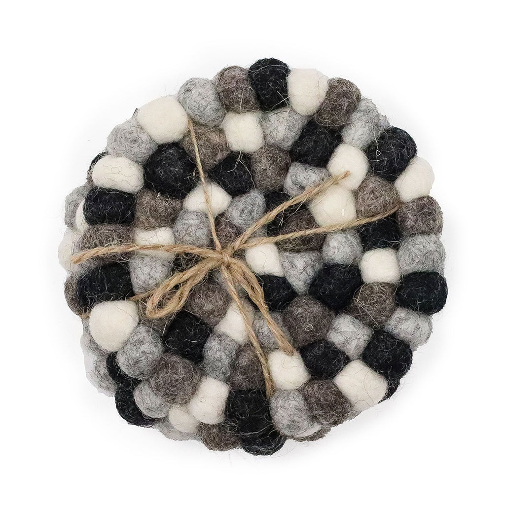 Grey Felt Ball Coasters, Set of 4
