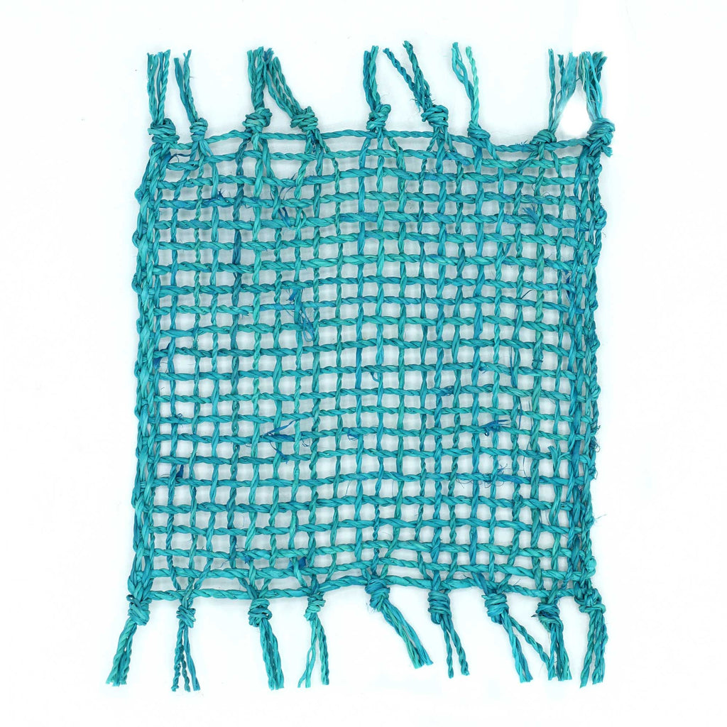 Turquoise Seagrass Fringe Coasters, Set of 4