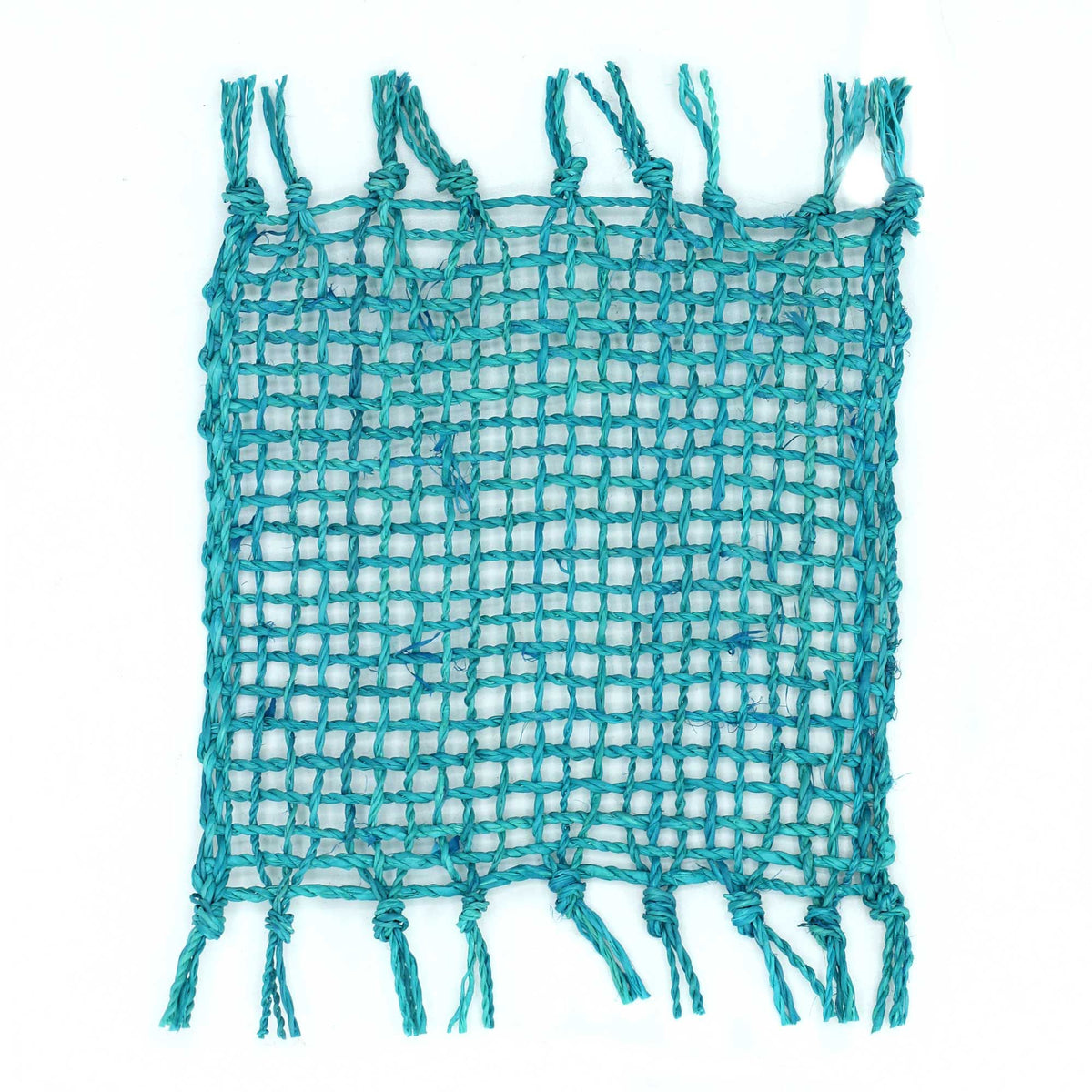 Turquoise Seagrass Fringe Coasters, Set of 4