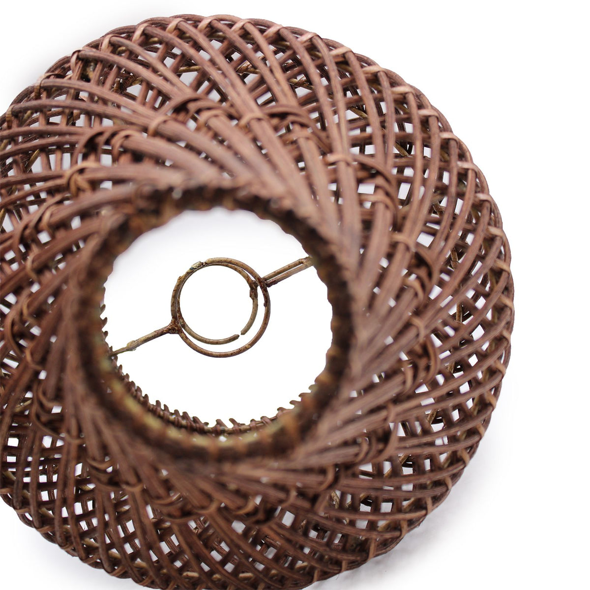 Dark Brown Woven Rattan Table Lamp, 39cm