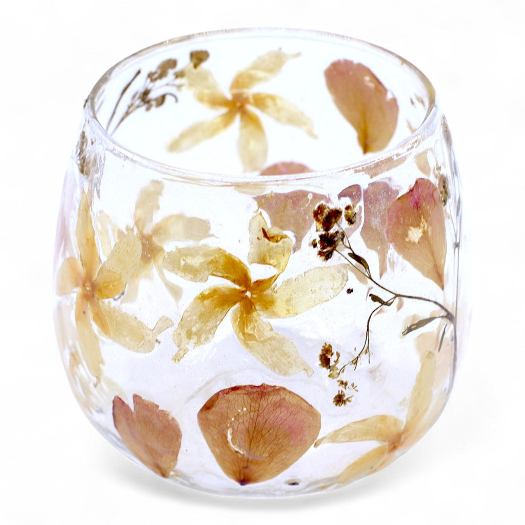 Rosa Floral Glass Candle Holder, 8cm