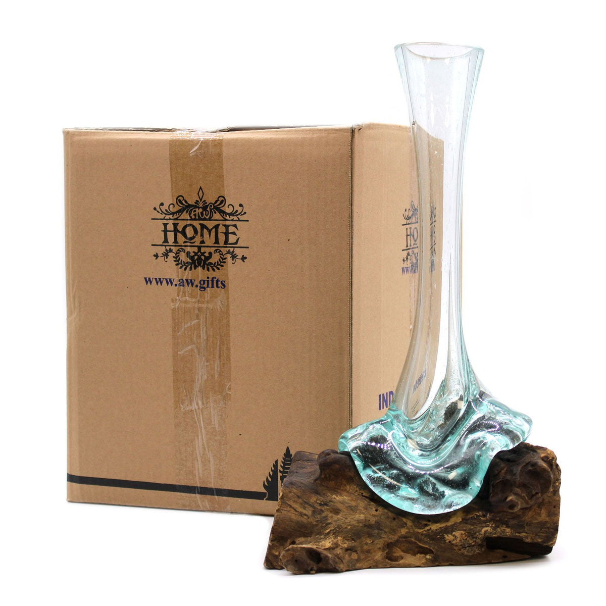 Molten Glass Vase on Natural Wood