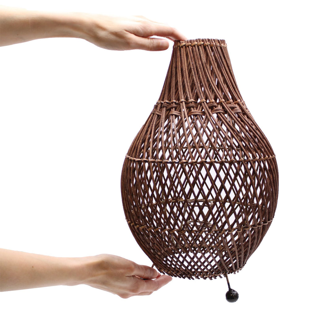 Dark Brown Woven Rattan Table Lamp, 39cm