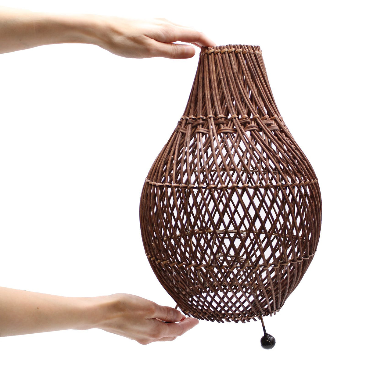 Dark Brown Woven Rattan Table Lamp, 39cm