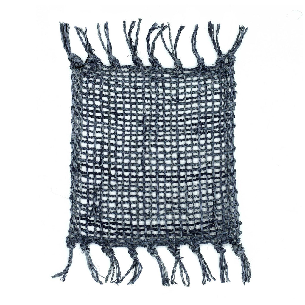 Charcoal Seagrass Fringe Coasters, Set of 4