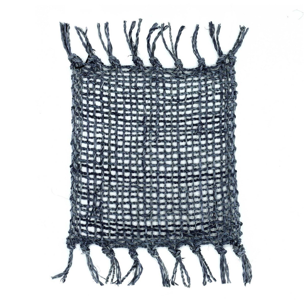 Charcoal Seagrass Fringe Coasters, Set of 4