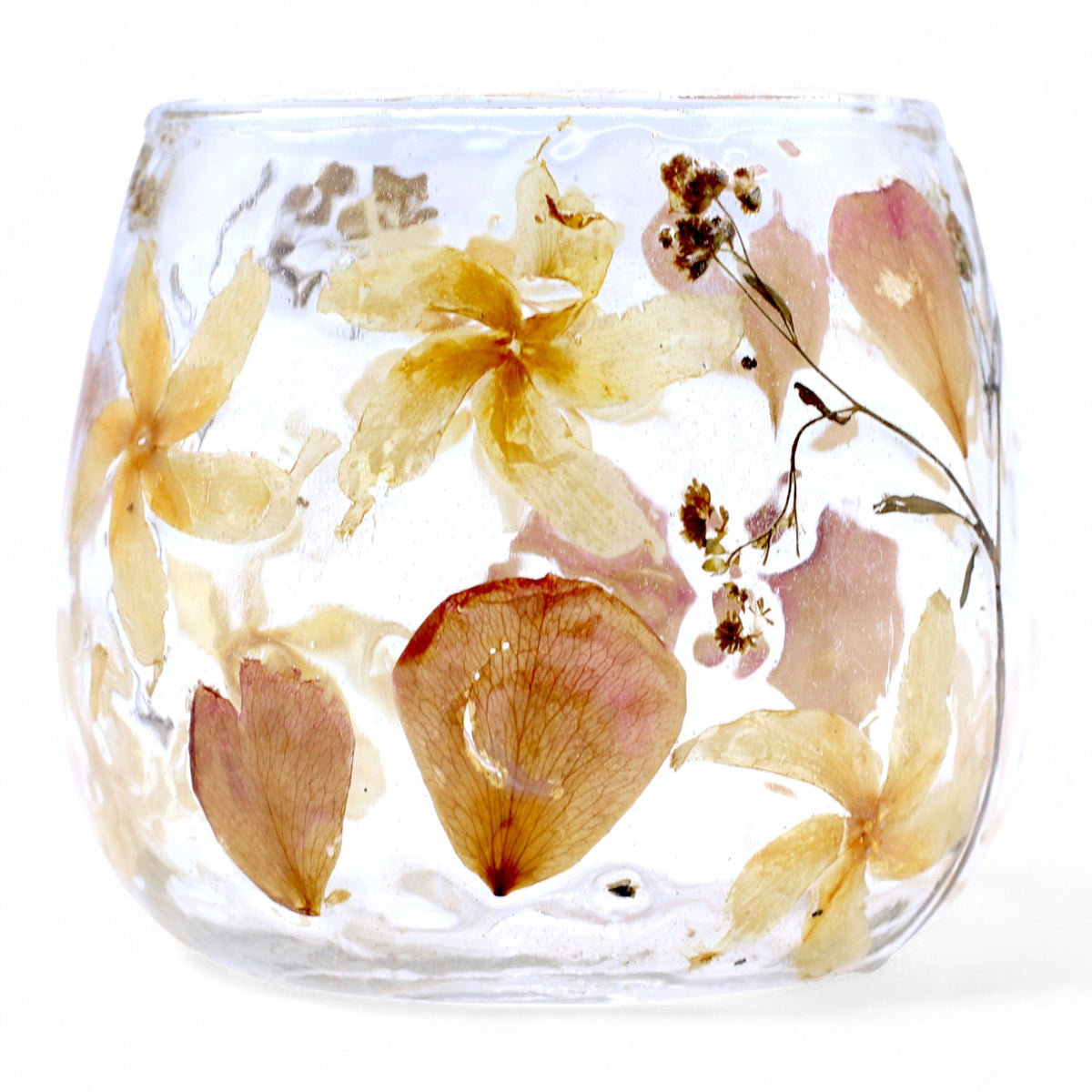 Rosa Floral Glass Candle Holder, 8cm