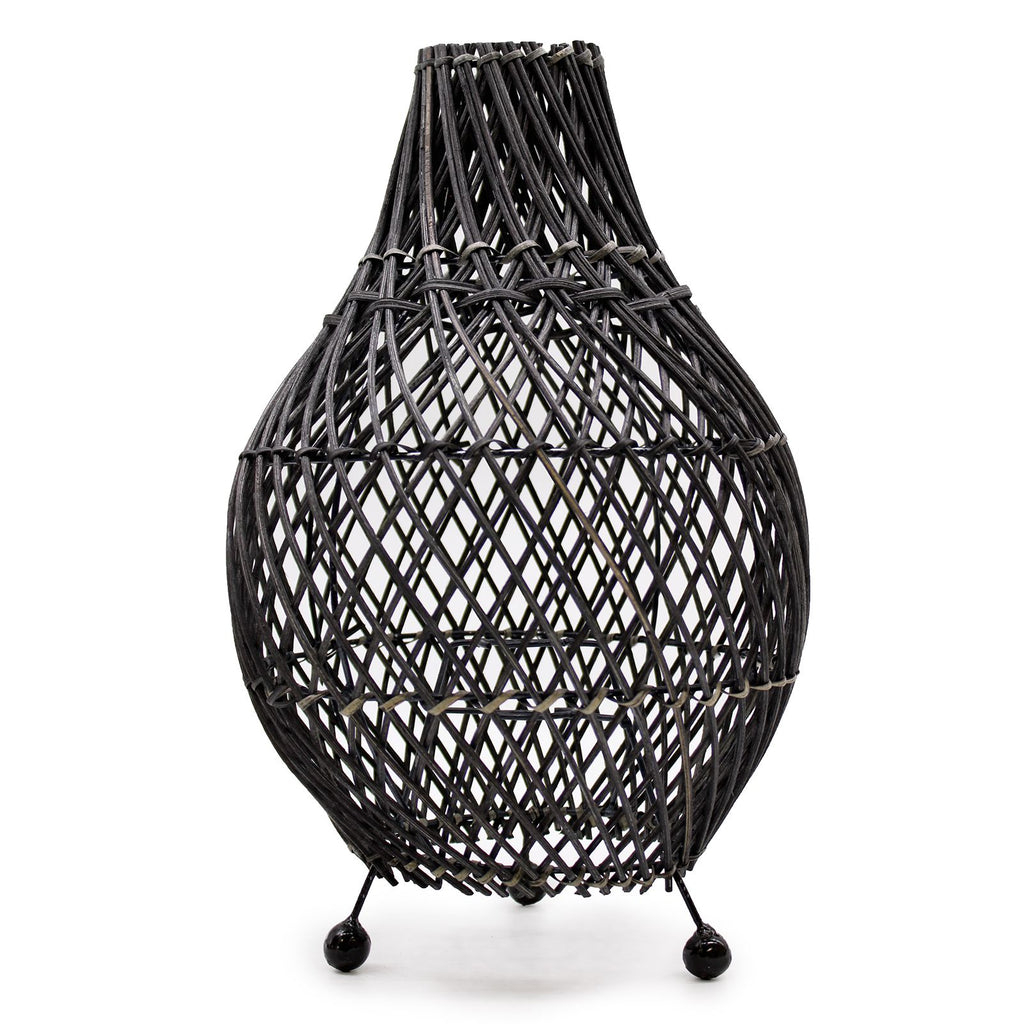 Black Woven Rattan Table Lamp (39cm) by Nookavela