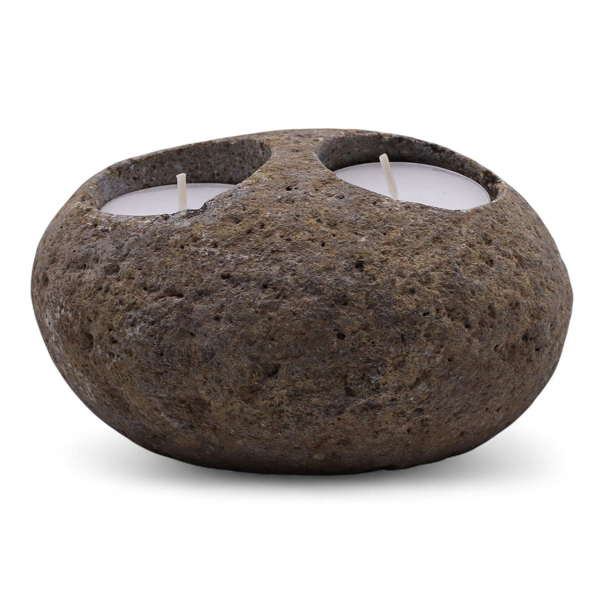 Double Tealight Riverstone Candle Holder