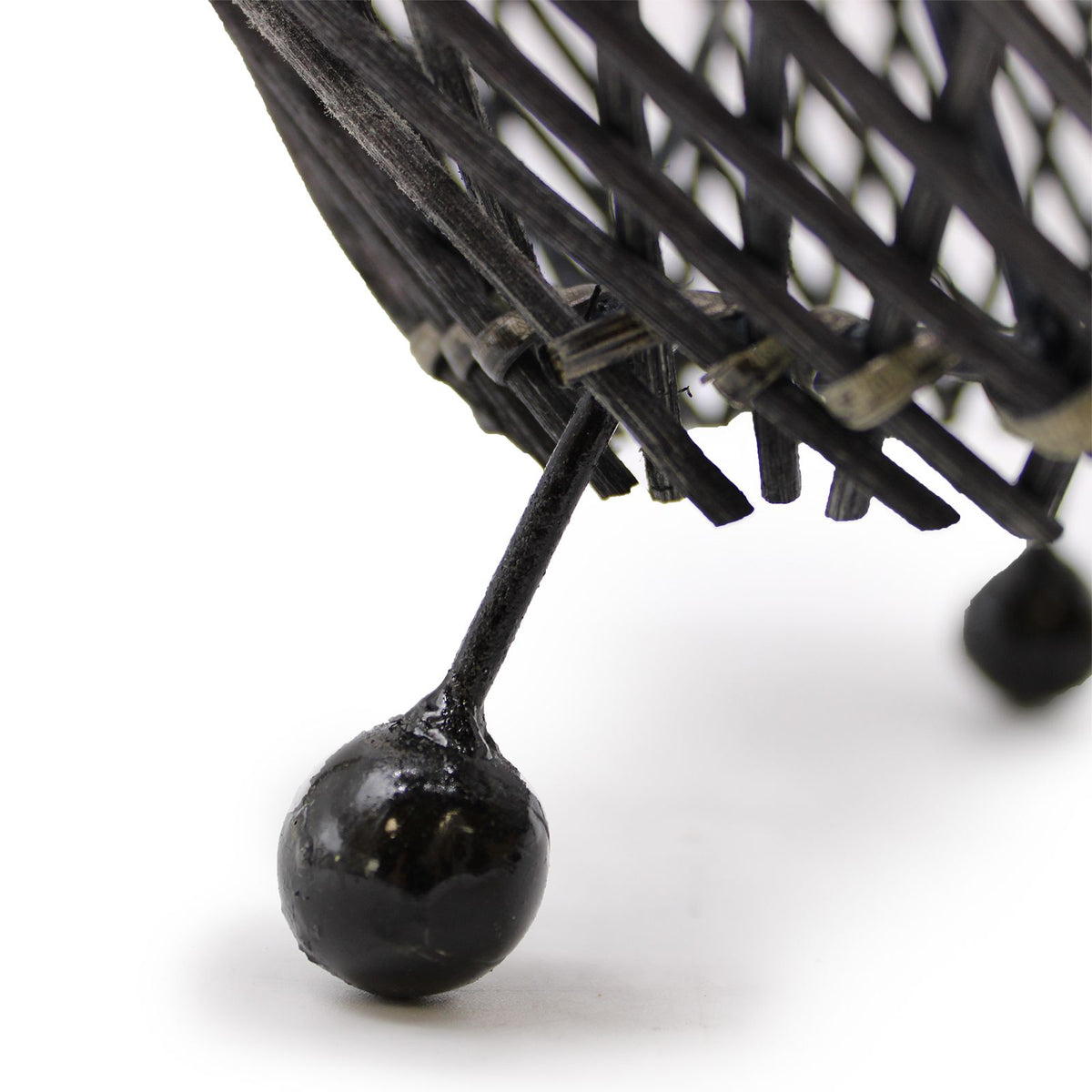 Black Woven Rattan Table Lamp, 39cm