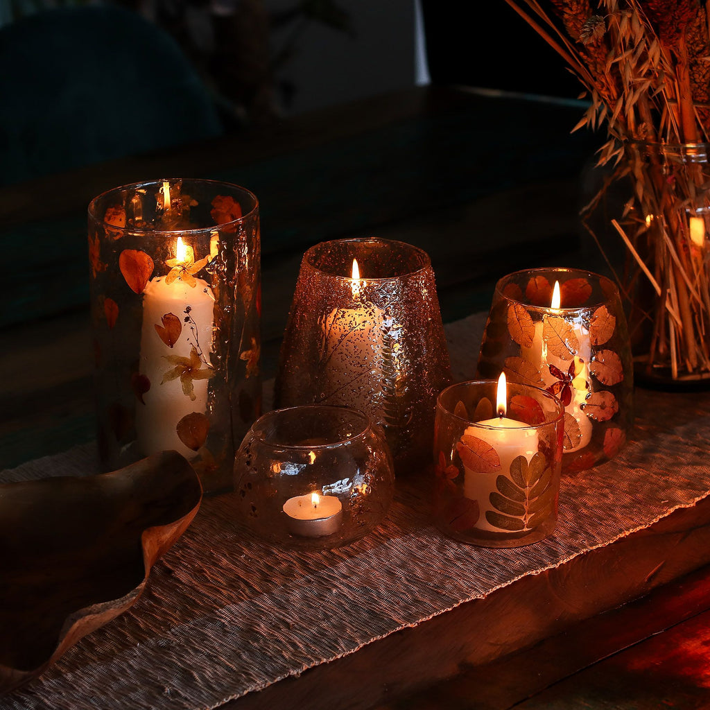 Pino Botanical Glass Bowl Candle Holder, 15cm