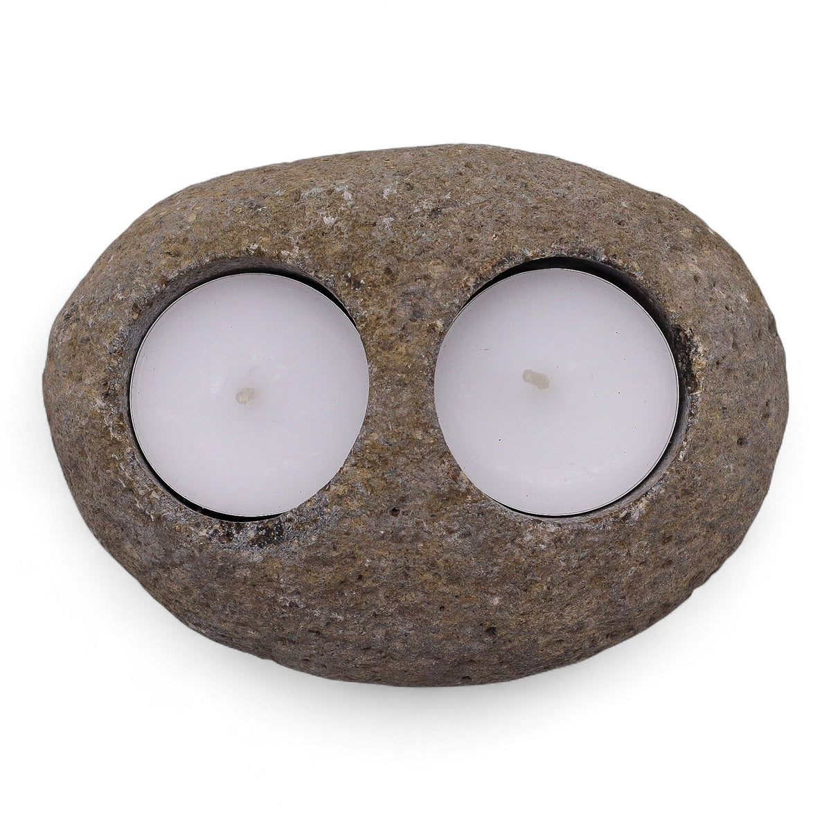 Double Tealight Riverstone Candle Holder