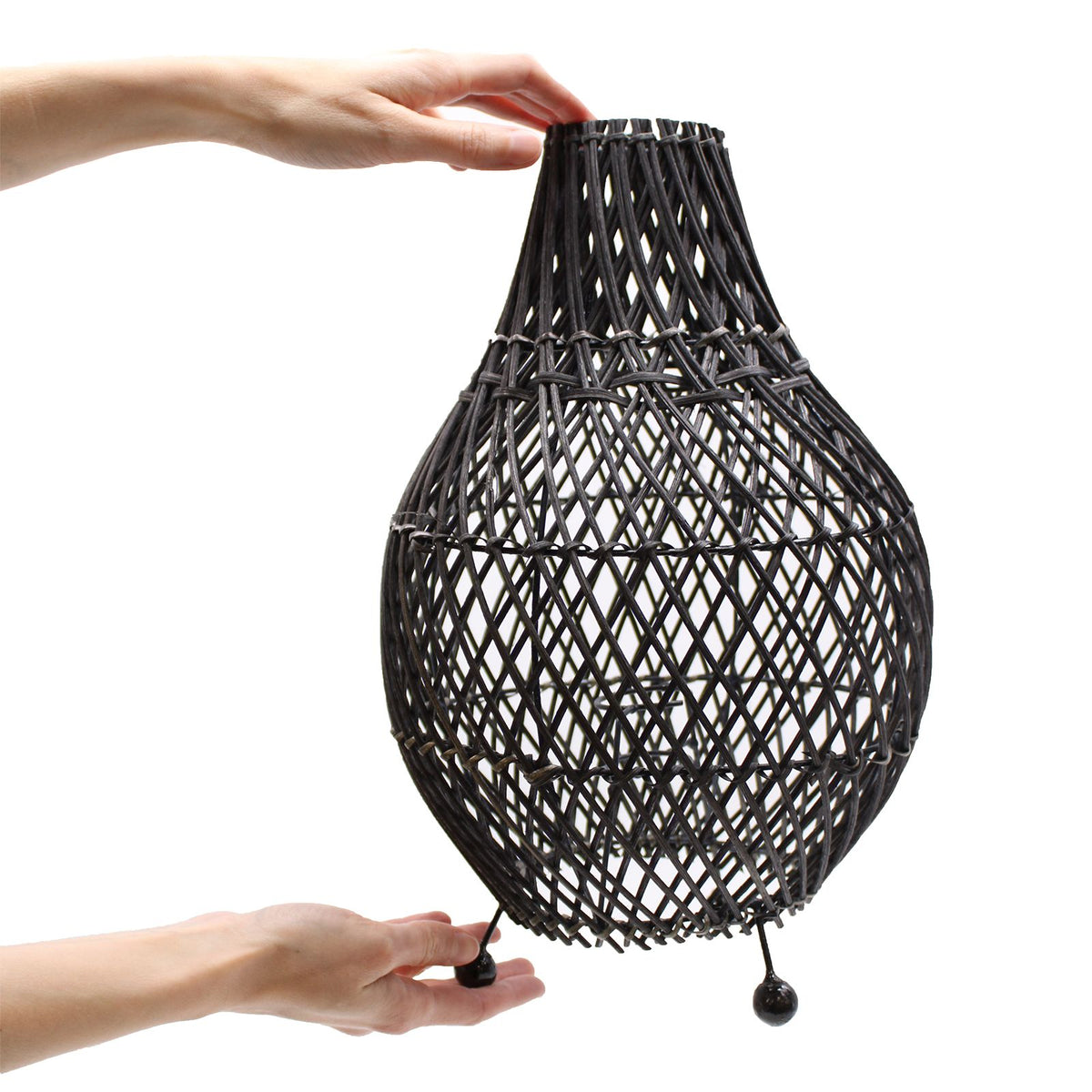 Black Woven Rattan Table Lamp, 39cm