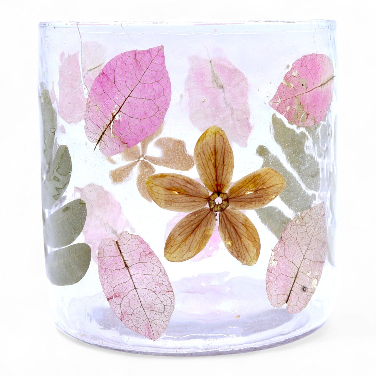 Primavera Floral Glass Candle Holder, 8cm