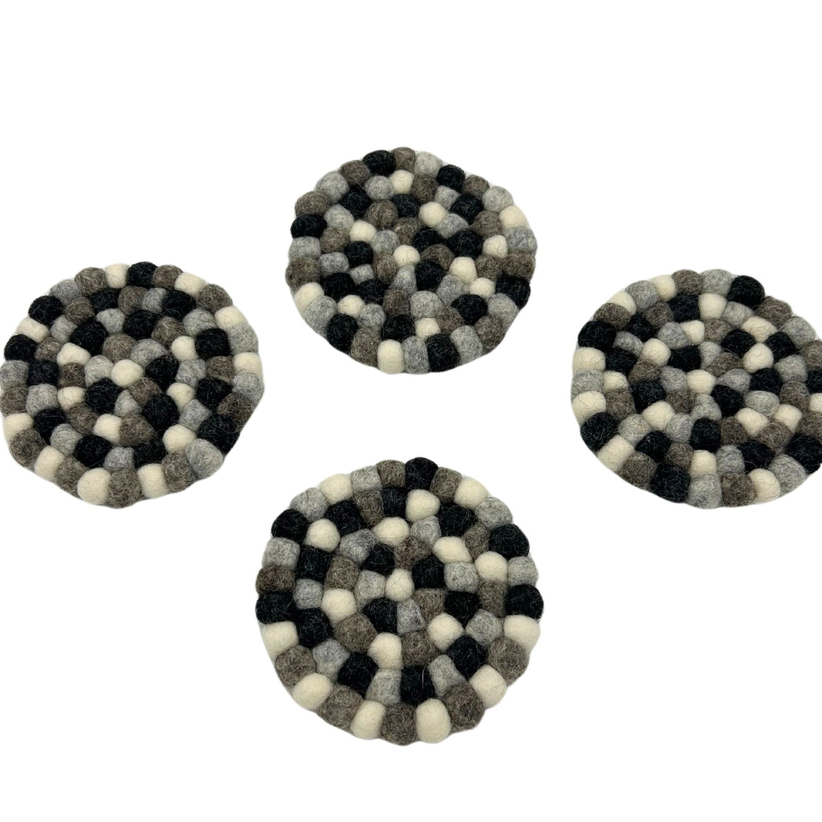 Grey Felt Ball Coasters, Set of 4