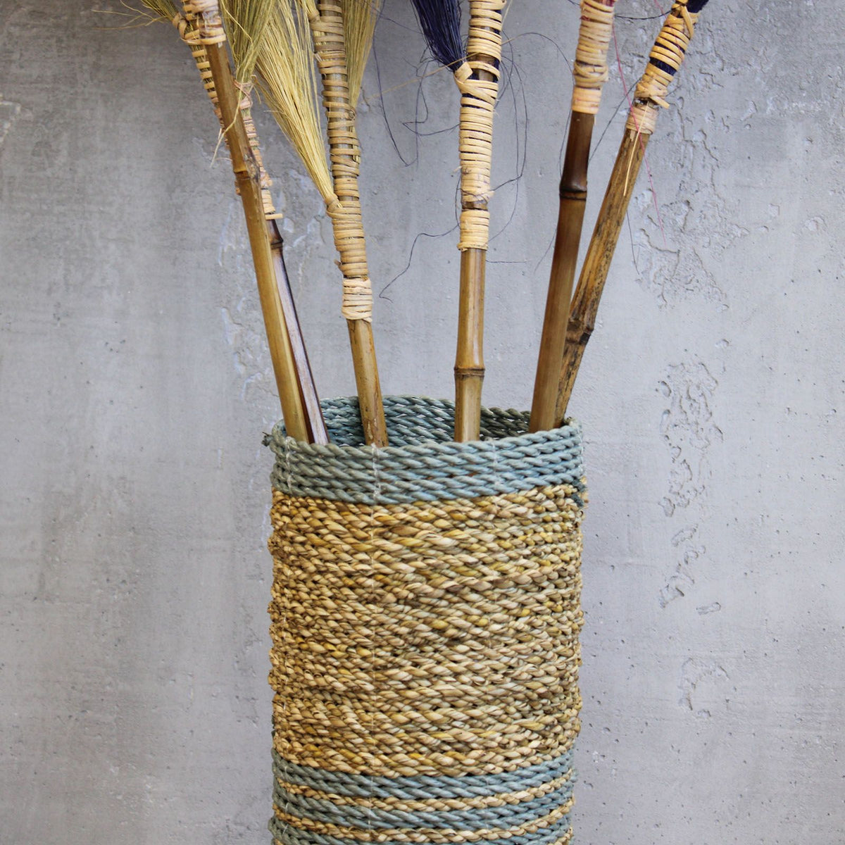 Seagrass & Raffia Vase-Shaped Baskets & Bins, Set of 4