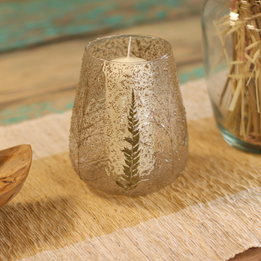 Pino Botanical Glass Bowl Candle Holder, 15cm