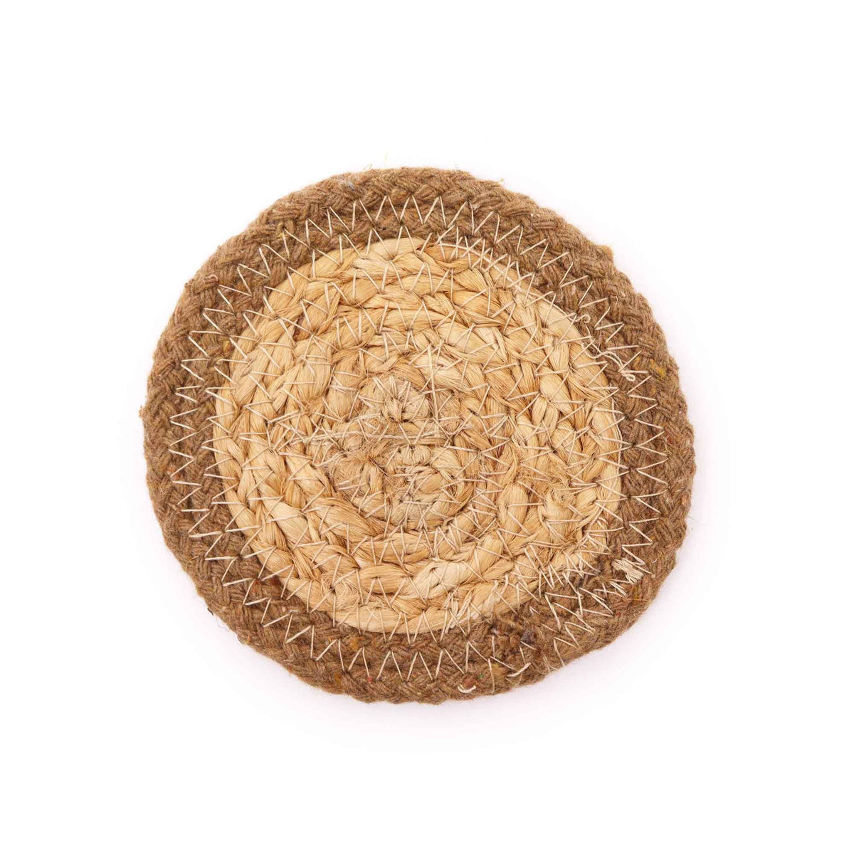Jute & Cotton Coasters in a Basket, Set of 6