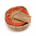 Jute & Cotton Coasters in a Basket, Set of 6