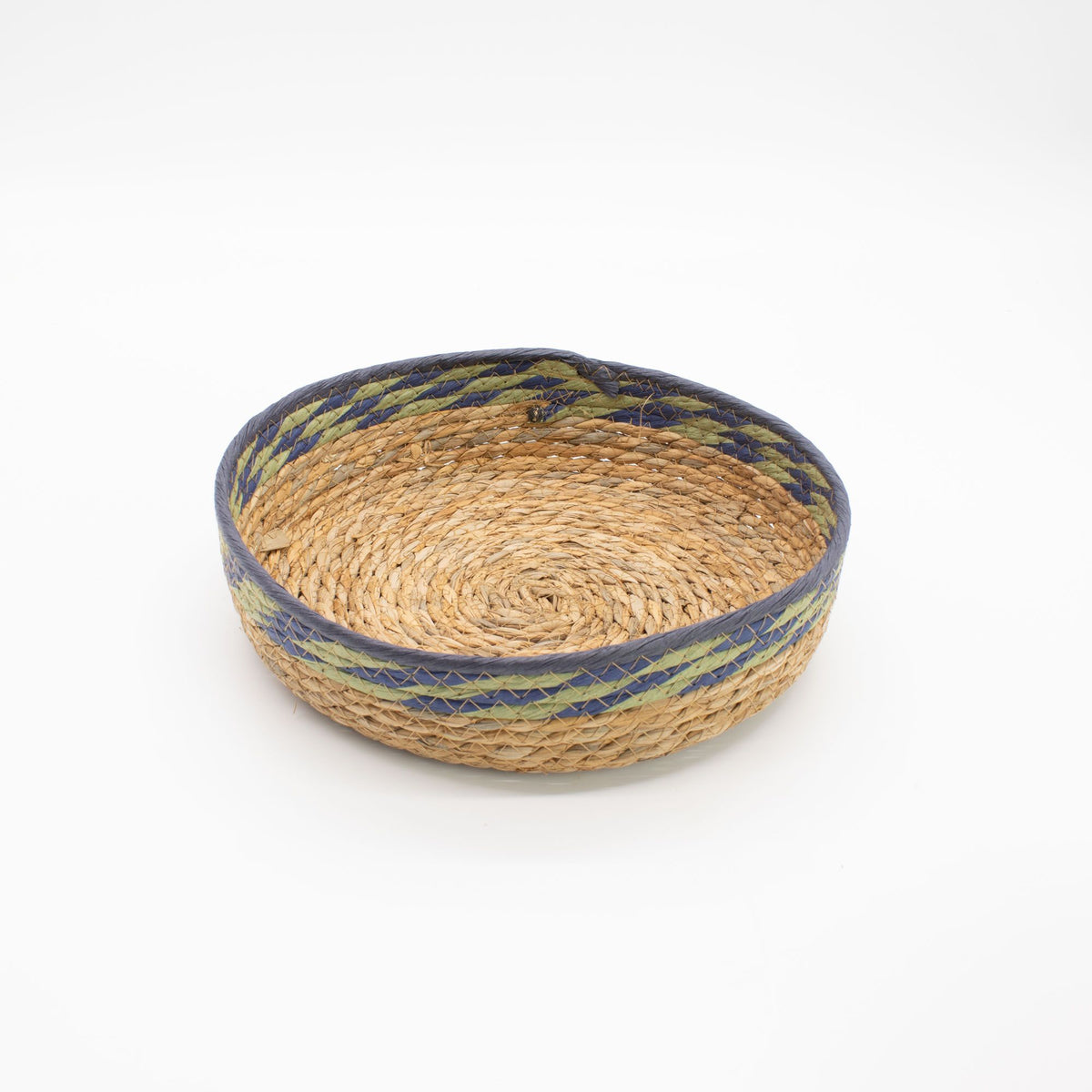 Green & Blue Woven Tray Baskets, Set of 3
