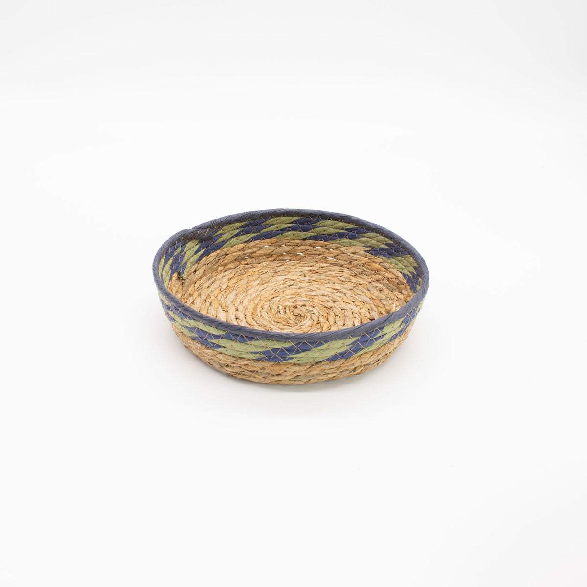 Green & Blue Woven Tray Baskets, Set of 3