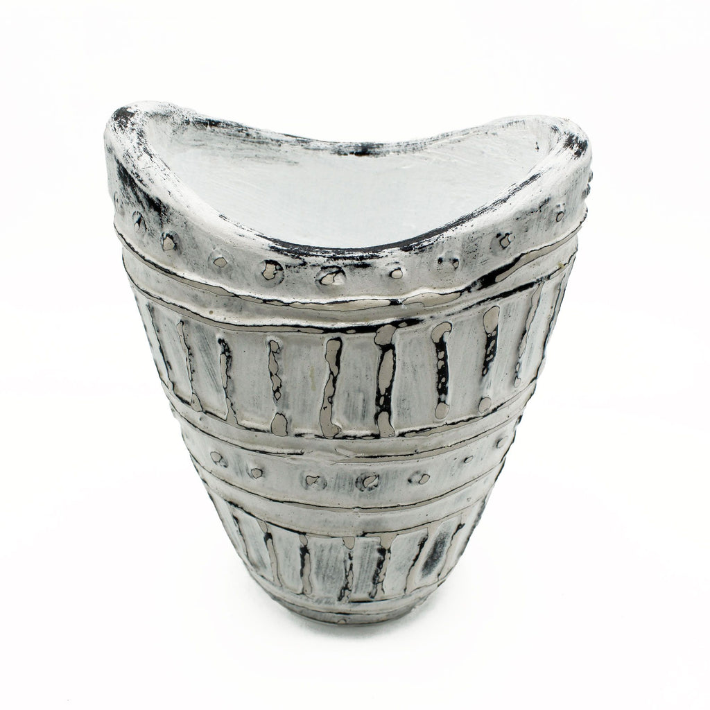 Cream Wide-Neck Vase, 22cm