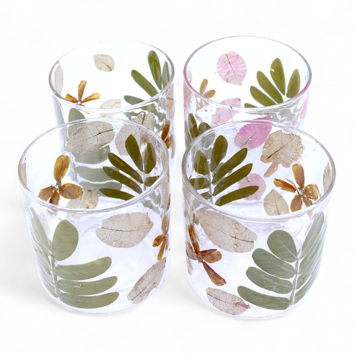 Primavera Floral Glass Candle Holder, 8cm