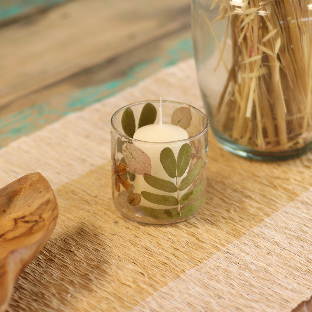 Primavera Floral Glass Candle Holder, 8cm