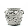 Greek Clay Plant Pot With Handles, Cream 15 cm